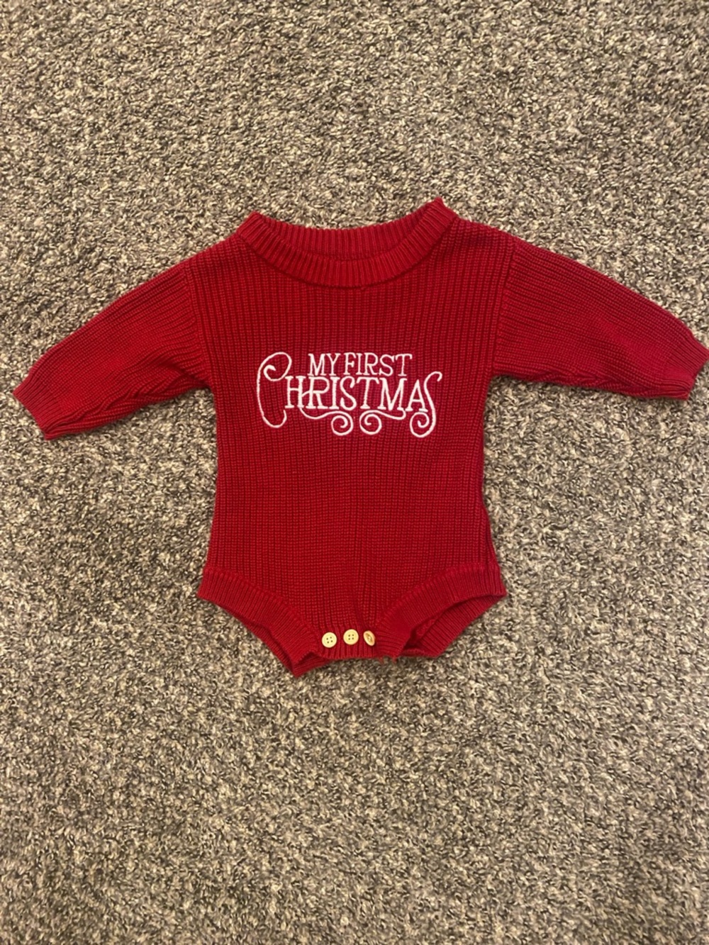My First Christmas Red Knit Baby One-Piece